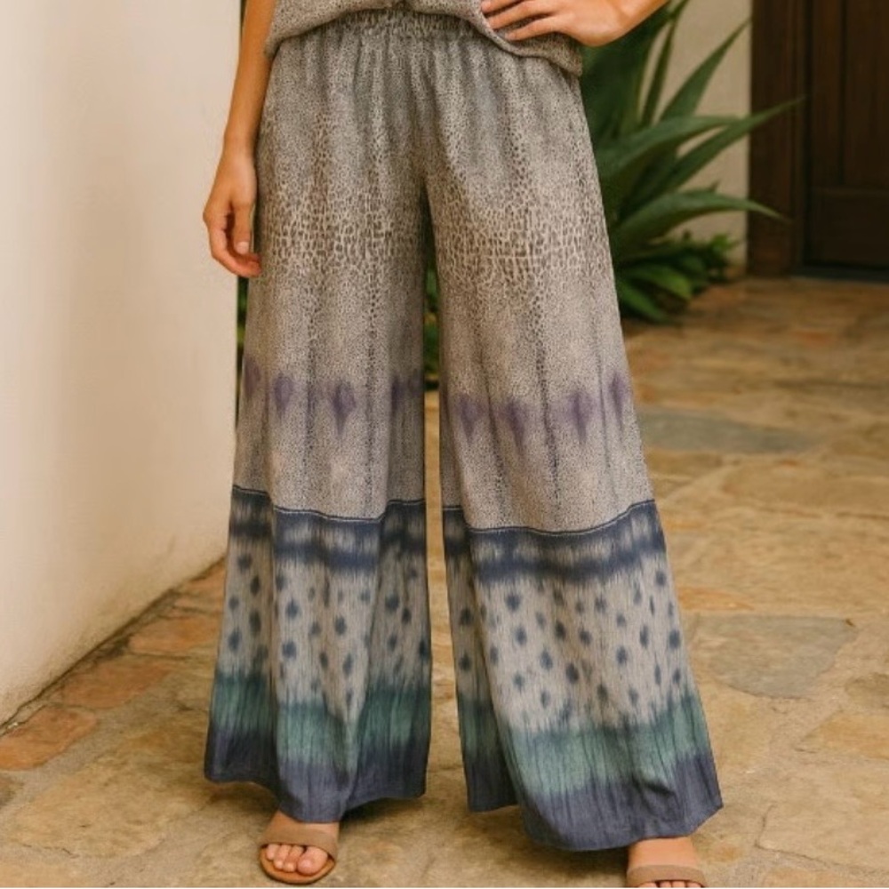 ALEXIS Silk Wide Leg Pants Animal Print XS